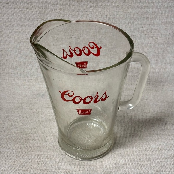 Vintage Coors Banquet Beer Pitcher Heavy Glass Pitcher - Picture 2 of 4